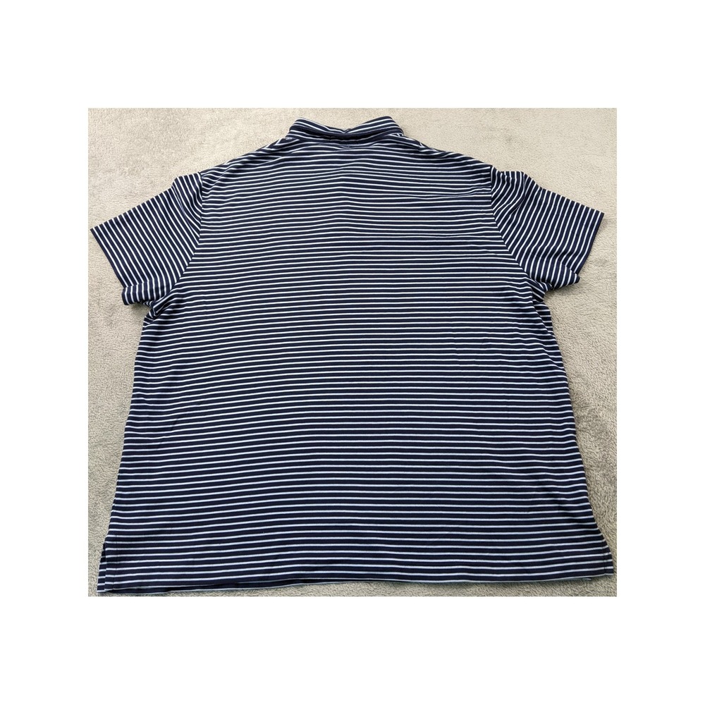 Polo Ralph Lauren XXL Custom Slim Fit Striped Polo Shirt Mens Blue Short Sleeve - Picture 3 of 9